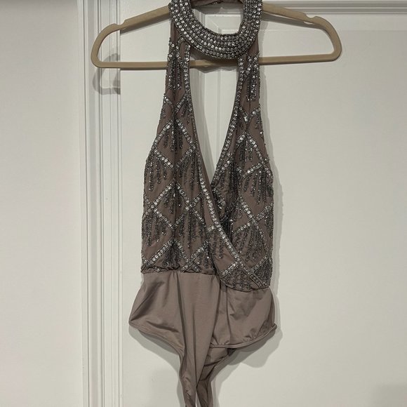 NWT ASOS Embellished Halter Bodysuit - Picture 5 of 8